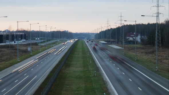 Timelapse of a highway in Kaunas