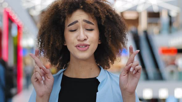 Closeup Female Portrait Young Emotional African American Woman Girl Lady Lucky with Curly Hair