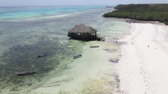 House on Stilts in the Ocean on the Coast of Zanzibar Tanzania