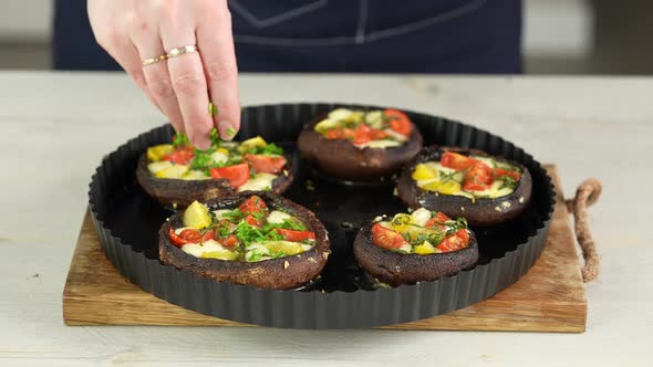 Stuffed Portobello Mushrooms Cooking Process