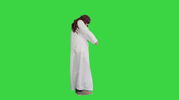 Sheikh in Dark Sunglasses Dancing on a Green Screen, Chroma Key