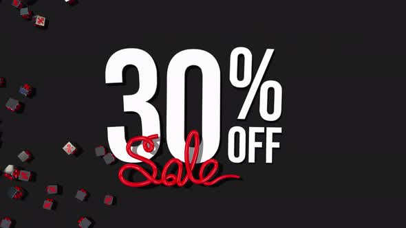 30% Off 3D Rendering with Shiny and Metal Materials, Special Sale Offer Background, Shopping Event
