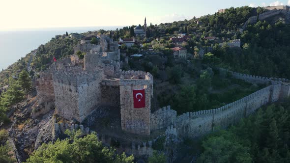 Aerial View Alanya Castle  Alanya Kalesi