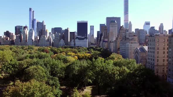 Aerial Shot of New York City Skyline Buildings