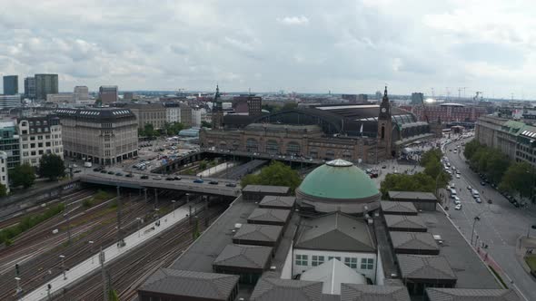 Flying Around Hamburg Hauptbahnhof Train Station