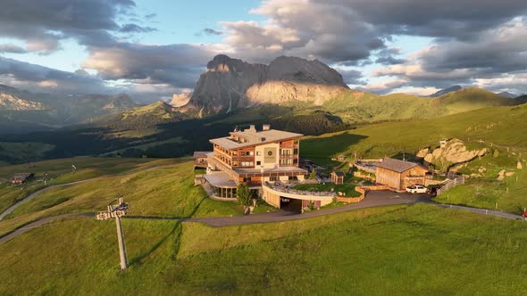 Beautiful summer sunset in the Dolomites mountains