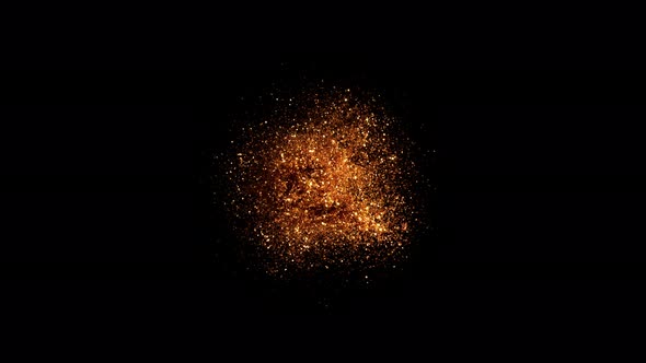 Super Slow Motion Shot of Round Golden Glittering Explosion Isolated on Black at 1000Fps