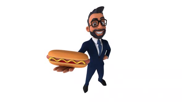 Fun 3D cartoon animation of an indian businessman alt