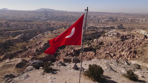 Aerial View Flag Turkey Cappadocia