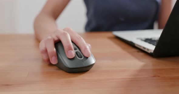 Woman work on computer at home