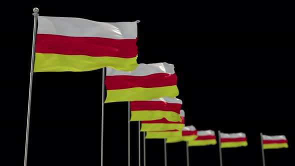 South Ossetia Row Of Flags Animation Include Alpha Channel