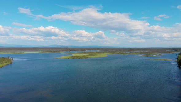 4K Drone Video of Clearwater Lake and Tanana River near Delta Junction, AK during Summer