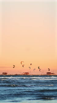 Kitesurfers on the Sea