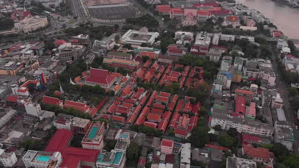 Aerial View of Bangkok Downtown in Evening Time