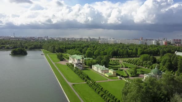 Flying Over a Parkland in Classic Style