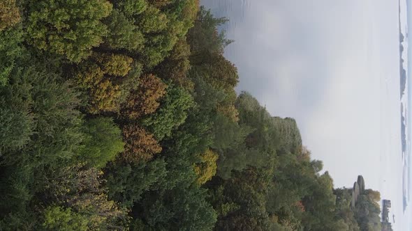 Vertical Video Aerial View of the Dnipro River  the Main River of Ukraine