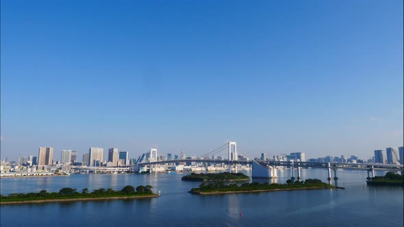 Beautiful Rainbow bridge in Tokyo city in Japan