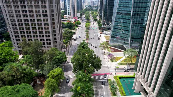 Buildings at Faria Lima Avenue at downtown district of Sao Paulo Brazil.