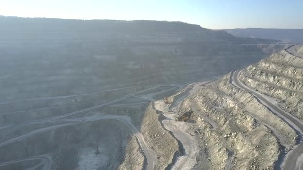 Aerial Motion Over Roads Meandering Among Asbestos Pit