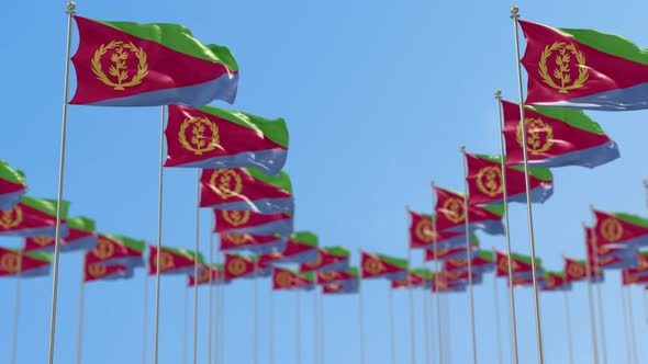 Eritrea Row Of National flags Walk Throw Animation
