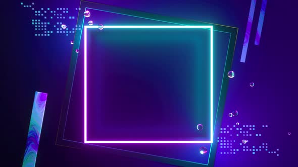 Abstract geometric background, fluorescent ultraviolet light, glowing neon lines