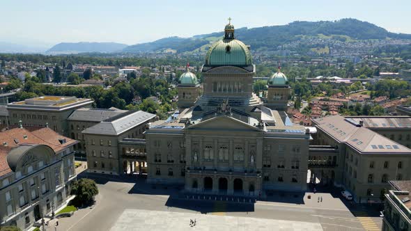 Parliament Building of Bern in Switzerland Called Bundeshaus  the Capital City Aerial View