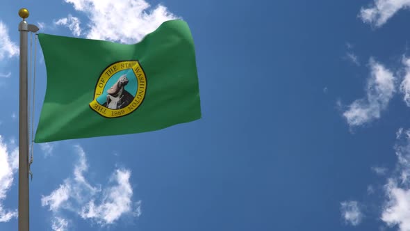 Washington State Flag (Usa) On Flagpole