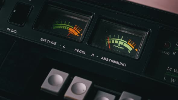 Arrow VU Meter on Tape Recorder Vintage Analog Indicator