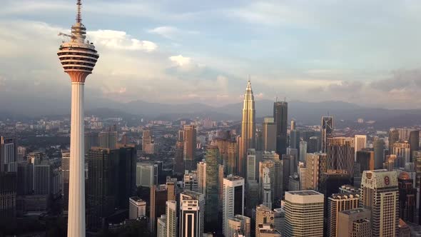 aerial shot of Kuala Lumpur during Golden Hour.