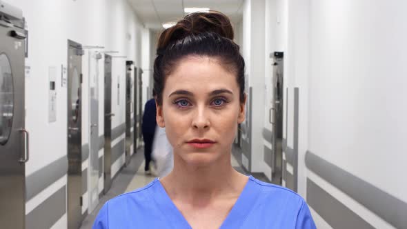 Time lapse view of female doctor on the corridor