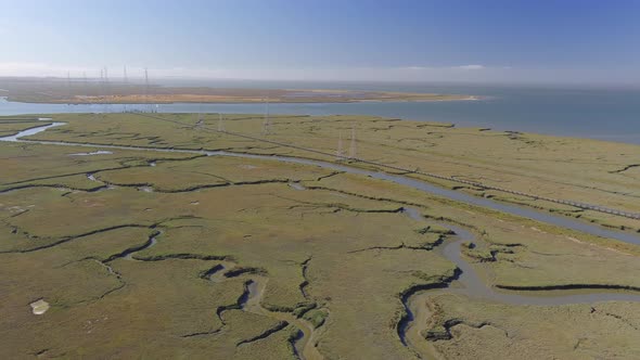 Orbit Around Marine Wetland Water Channels, Aerial
