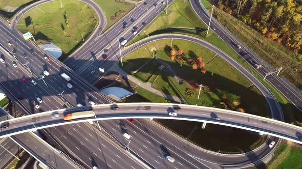 Freeway Intersection Traffic Trails in Moscow