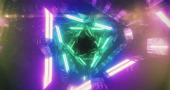 Green and purple glowing lights moving in hypnotic motion alt