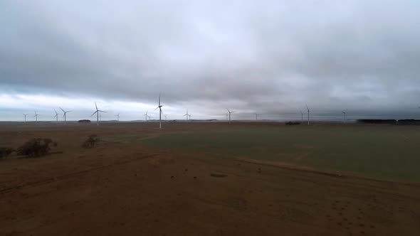 Wind turbines in rural landscape