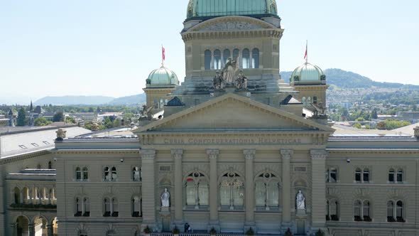 Parliament Building of Bern in Switzerland Called Bundeshaus  the Capital City Aerial View