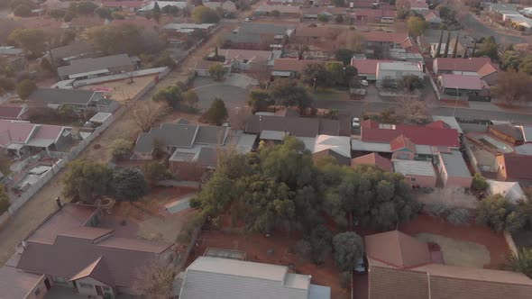 AERIAL over a neighbourhood in south africa during winter