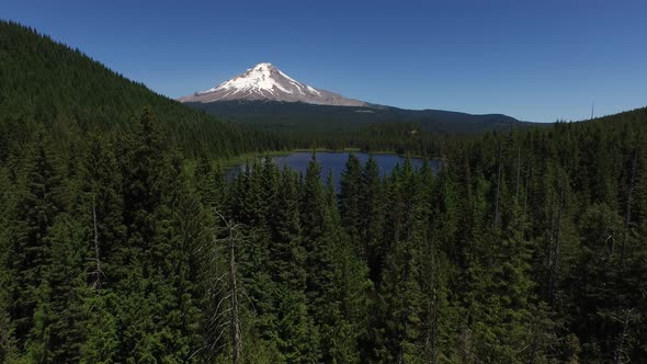 Aerial shot of Trillium Lake and Mt. Hood, Oregon