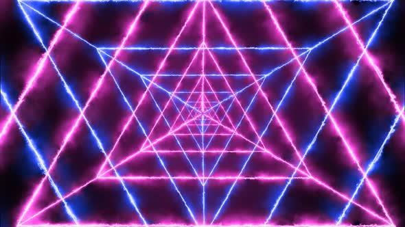 Blue Pink Color Fire Triangle Tunnel Animated Background