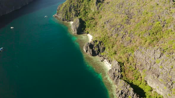 Tropical Seawater Lagoon and Beach Philippines El Nido
