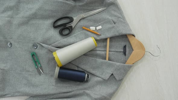 Suit jacket and sewing tools