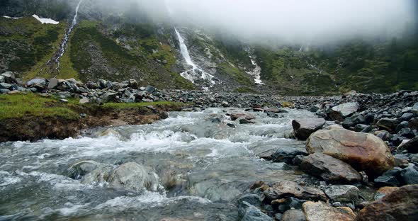 Sulzenau River and Waterfall in Stubai Austria