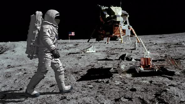 Astronaut Walking on the Moon