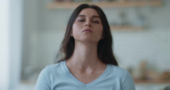 Close Up Portrait of Frustrated Young Woman, Getting Focused, Suffering From Depression