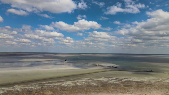 Beautiful View of Salt Lake Baskunchak in Astrakhan Region Russia