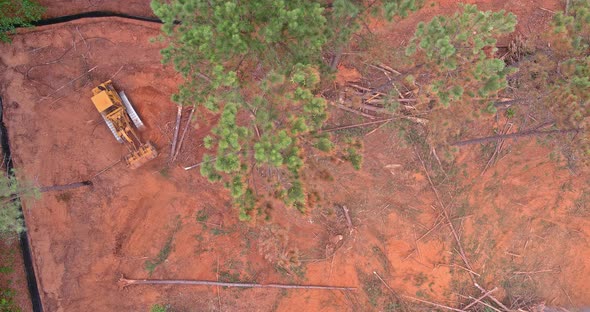 Dozer Used to Clean Up Deforested Areas Before Construction and Prepare Land for New Subdivisions