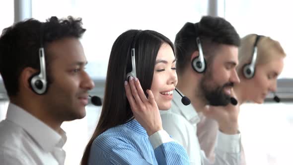 Asian Girl in Call Center Flirting.