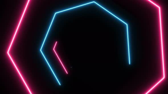 Glowing neon abstract light Hexagon background