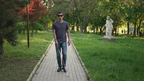 Blind Man with a Cane at the Park