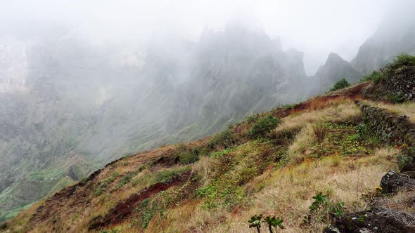 Majestic View of Mountains and Valleys on the Trekking Path on Santo Antao Island