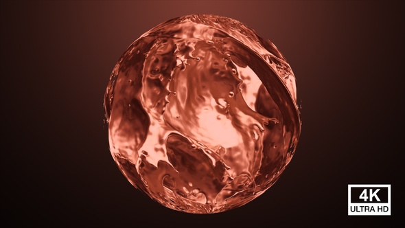 Liquid Copper Splash In Sphere 4K